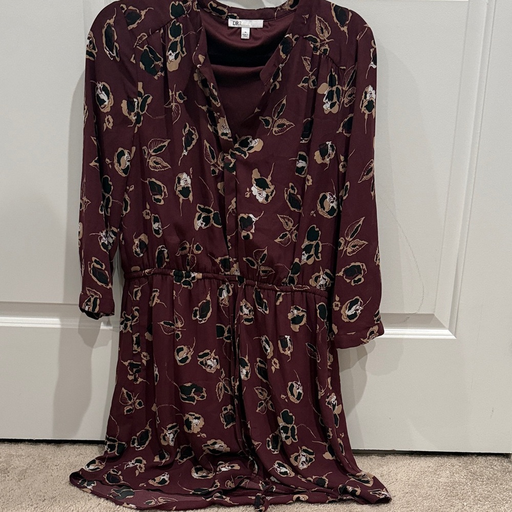 DR2 Burgundy Floral Long Sleeve Dress